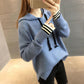 Spring and Autumn All-match Hooded Sweater Knit Korean Short Tops Fashion Casual Women's Jacket