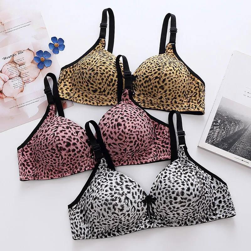 Leopard Print Sexy Thin Section No Steel Ring Gathers The Breasts To Prevent Sagging Comfortable Skin-friendly Underwear Women's Bra