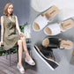 Leather Wedge Sandals Women's Wear Thick-soled Sandals Go Out Non-slip Slip-on Slippers Thick-heeled Women's Shoes with Diamond Decoration