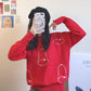 Women Sweater Red Christmas Snowflake Fawn Loose Knit Sweater Women O-Neck Long Sleeve