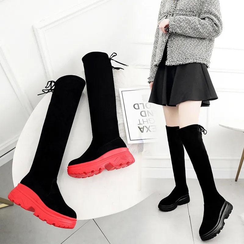 Women's Winter Plush Velvet Over-the-knee Boots Women's High-top Shoes Thick-soled High-tube Boots Women's Elastic Boots Winter Shoes