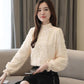 Lace Bottoming Shirt Autumn and Winter Fashion Trend Chiffon Shirt Flocking Blouse