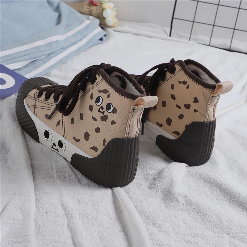 High-top Canvas Shoes Women's Shoes 2020 Canvas Shoes Blue Wild Retro Ins Hand-painted Printing Graffiti Shoes