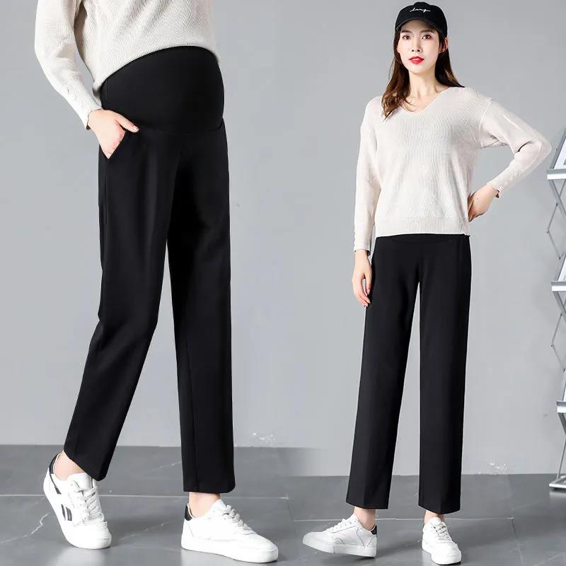 Pregnant Women's Pants Spring and Autumn Wear Fashion Work Suit, Mid Pregnancy Straight Tube Loose, Large Size, Plush In Winter