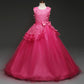 Girls Long Princess Dress Skirt Mopping Dress Net Gauze Tutu Skirt Floral Middle-aged Child Dress Performance Dress