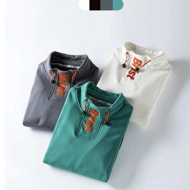 Winter Mid-collar Sweater Men's Trend Loose Half High Collar Plus Velvet Thick Men's Bottoming Shirt