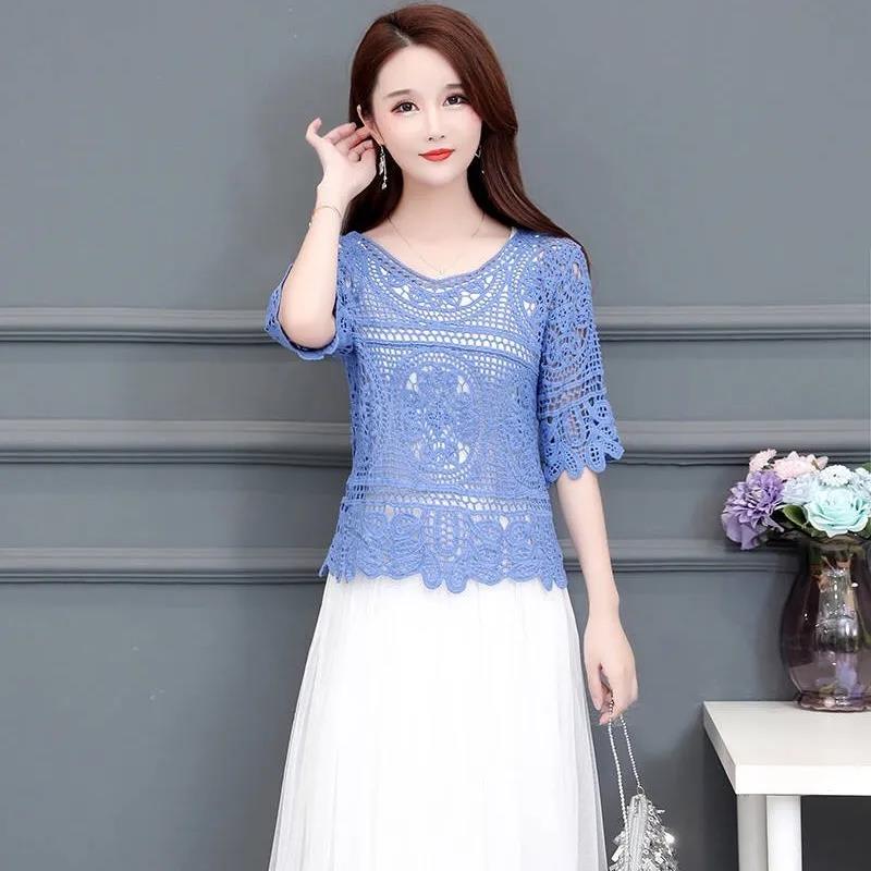 Knitted Cutout Crochet Small Shawl Blouse Women's Pullover Tops Sweet Cover-Ups with Sling Dresses Women's Cutout Tops