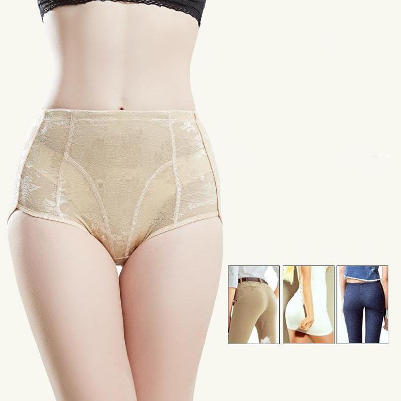 Women's Spring Summer Large Size Causal Briefs High Waist Solid Color Seamless Lace Hip Lift Panties