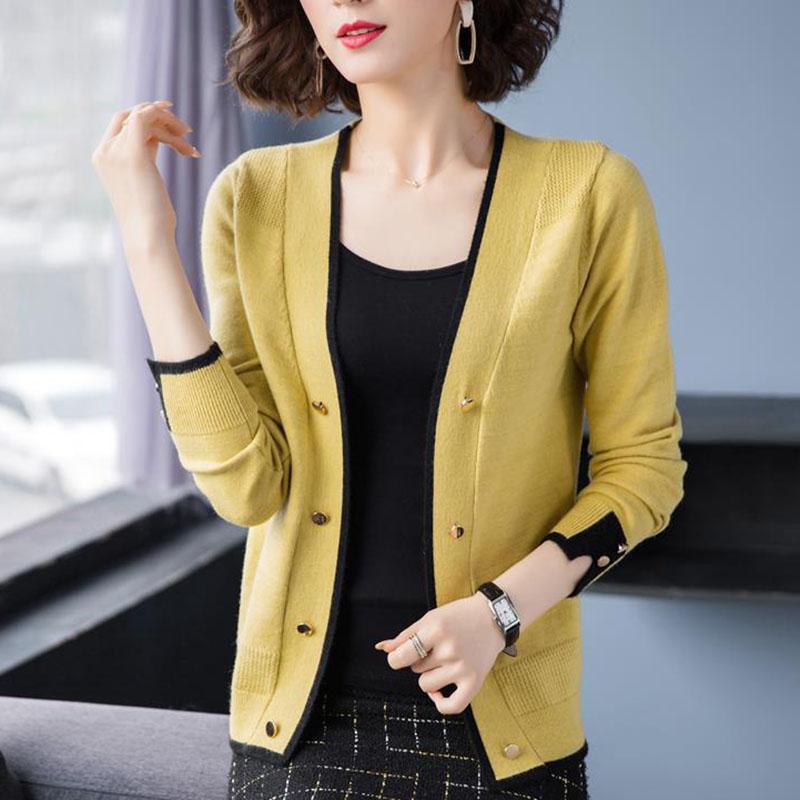 Autumn and Winter V-neck Knitted Sweater Ins Style Casual Short Jacket Fashion Simple Female Jacket