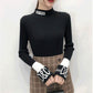 Autumn and Winter Slim Knit Bottoming Shirt Casual Flared Sleeve Sweater Simple Sexy Female Top