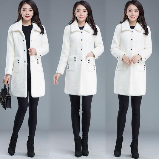 Fashion Noble Mid-length Women's Down Jacket Winter Plus Down Thickening Warm White Duck Down Down Jacket