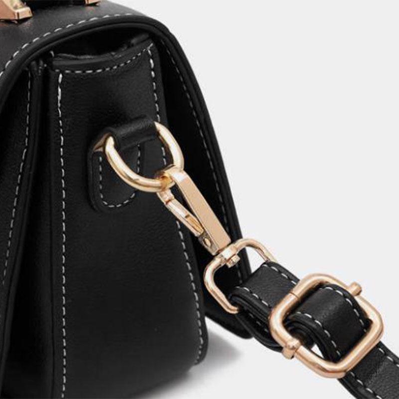 Crossbody Bag Women Solid Color Leather Anti-theft Large Capacity Wear Lock Buckle Hand Shoulder Bag