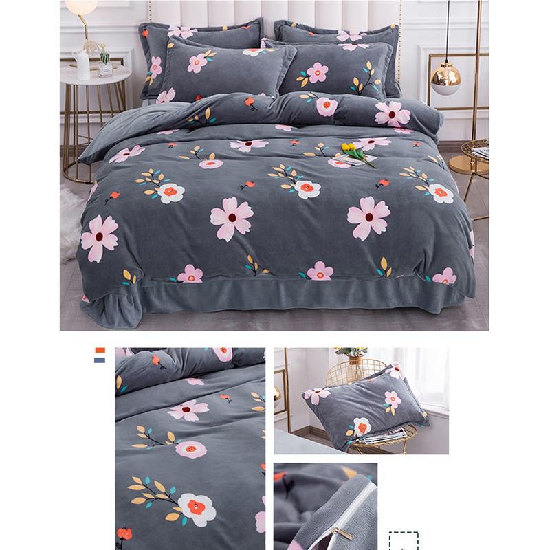 Anti-static Coral Fleece Four-piece Warm Milk Fleece Quilt Cover Sheet French Fleece Non-shedding Non-fading Bedding