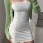 Minimalist Solid Color Sexy Tight-fitting Bag Hip Skirt Girls Nightclub Thin Shoulder Strap Base Suspenders Outer Dress