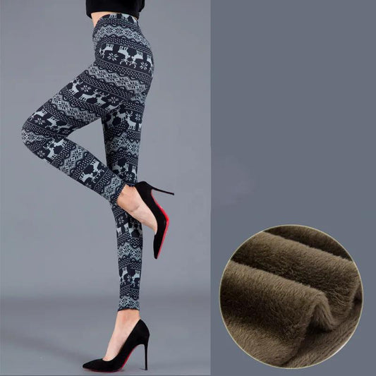 Brushed Milk Silk Plus Velvet Leggings Graffiti Printed Letters Flower Pattern Colored Pants Women's Outer Wear Large Stretch Pants