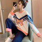 Spring and Autumn Women's Pajamas Set Cute Bow Printed Pajamas Set Plus Size Long Sleeves Outer Wear Casual Home Wear Two-Piece Set