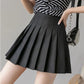 Two Layers High-waist Plus Size Short Pleated Skirt  Women's A-line Skirt  Anti-glare Solid Color Mini Skirt