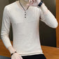 V-neck Button Men's Sweater Slim Fashion Solid Color Men's Thin Knit All-match Jacket Long Sleeve Top