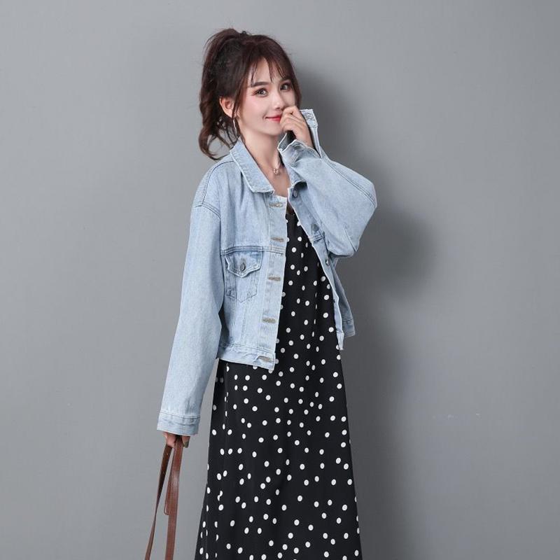 Denim Jacket Women's Spring and Autumn Korean Version All-match BF Loose Short Long-sleeved Retro Top Women's