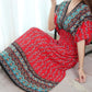 Cotton Silk Dress Mid Length Beach Dress Large Floral Sea Long Dress Mom Casual Wear