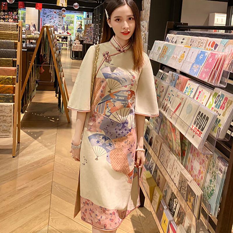 Cheongsam Spring Improved Version Big Sleeve Sweet Retro Young Girl Chinese Style Dress Female