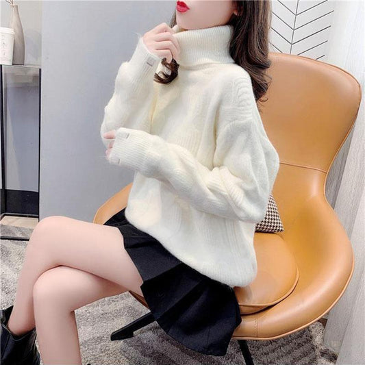 Turtleneck Sweater Autumn and Winter Casual Women's Wild Loose Bottoming Shirt Pullover Knit Top