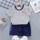 Children's Short Sleeve Suit Korean Style Boys and Girls Set Printing T-shirt + Shorts Two Piece Set