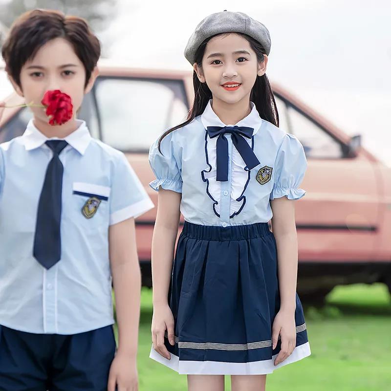 Kindergarten Uniforms Summer 2021 Summer Primary School Students Short-sleeved School Uniform Suit British College Style Class Clothes