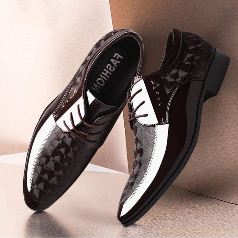 Men's Business Casual Lace-up Leather Shoes Korean Formal Dress Black Pointed Increase Wedding Shoes