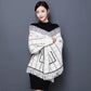 Women's Shawl with Sleeves Autumn and Winter Knitting Waterproof Mink Fleece Slim Slimming Outer Thick Plaid High-end Cloak Temperament Wrap