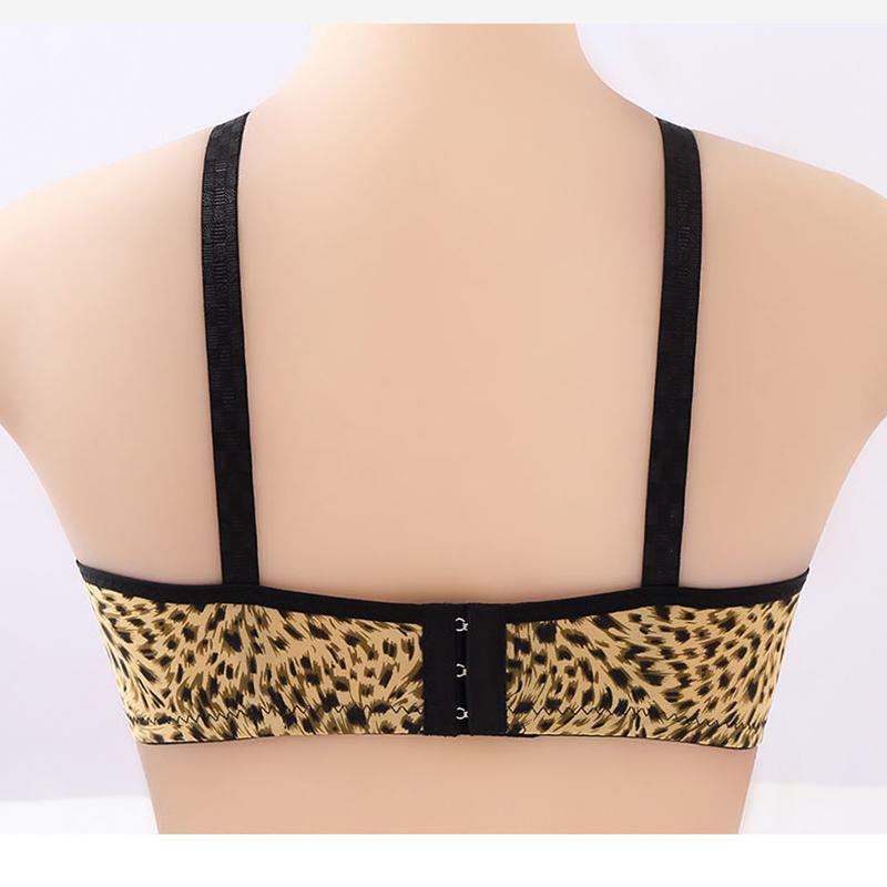 Sexy Leopard Underwear Women Plus Size Push Up bra Thin Wireless Seamless Bras Large Breast Gathered Bras 46/105 B C Bralette