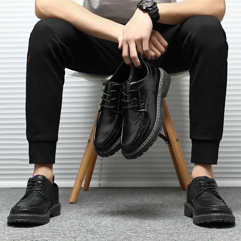 Summer Leather Shoes Male Business Dress Casual Men's Shoes Youth Breathable Black Small Leather Shoes