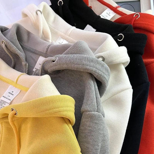 Hooded Zipper Sweater Women's Autumn and Winter Plus Velvet Thick Velvet Loose Cardigan Korean Style Coat Large Pocket Hooded Sweater Top Jacket