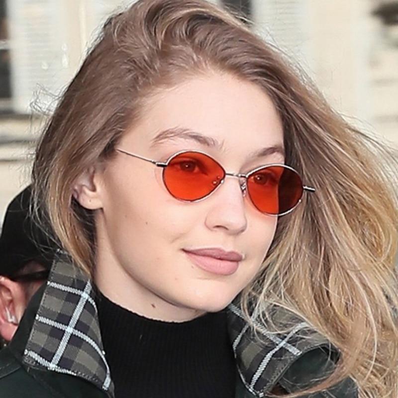 small oval sunglasses women retro red eyewear vintage glasses gold metal frame mirror points vintage