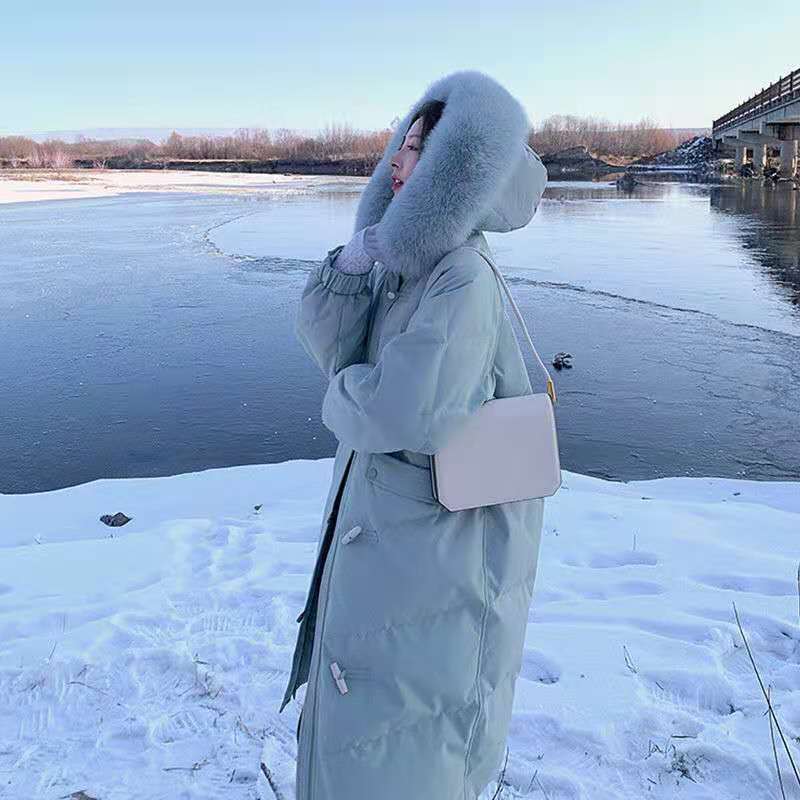 Good Quality Winter Cotton-padded Jacket Women's Mid-length Down Padded Jacket Thickened Warmth Over The Knee Large Fur Collar Padded Jacket