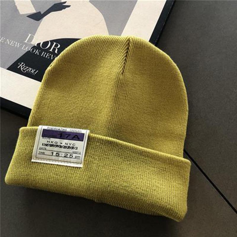 Unisex Knitted Beanie Hat Winter Solid Color Warm Hat Ladies Crochet Ski Leisure Skull Hat