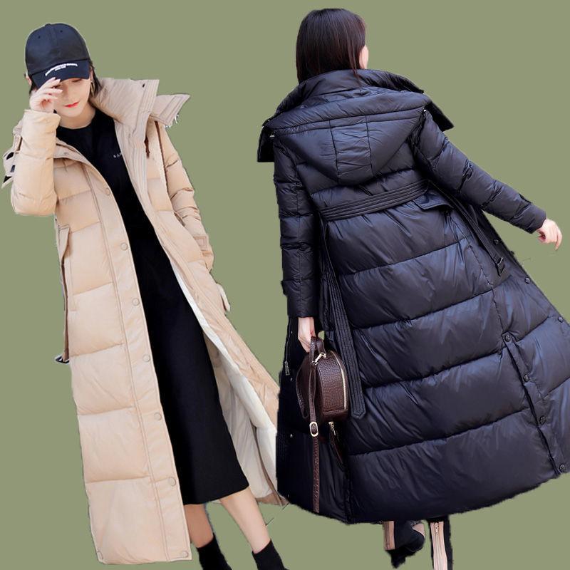 Winter Fashion Korean Style Shiny Thickened Loose Mid-length Down Jacket Women Over The Knee Warm and Comfortable Jacket