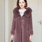Real Fox Fur Collar Particle Sheep Shearing Female Mid-length Fur with Haining Fur Thickening Warm Jacket
