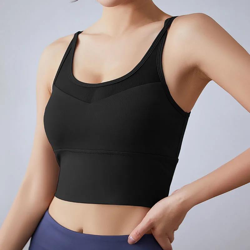 Women's Sports Bra Solid Color Sleeveless Halter Fitness Sling Anti-sliding Shock Outer Wear Yoga Bra