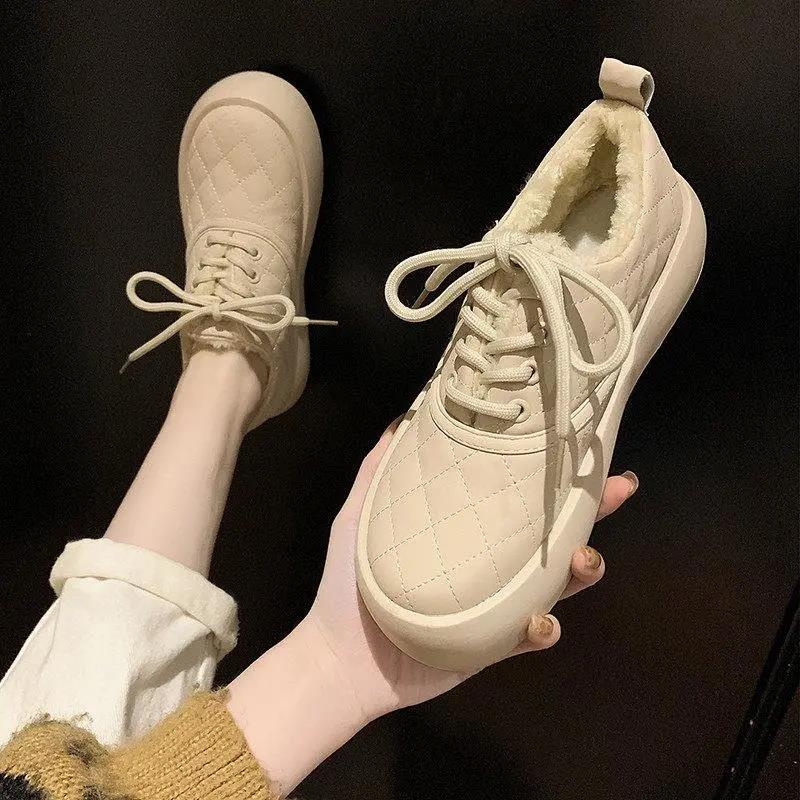 Women's Cotton Shoes Winter All-match Plus Velvet Warm and Comfortable Flat Shoes