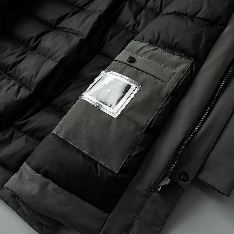 Winter Hooded Down Jacket Men's Mid-length Business Casual Handsome Men's Jacket Thickened High-end Winter Clothes