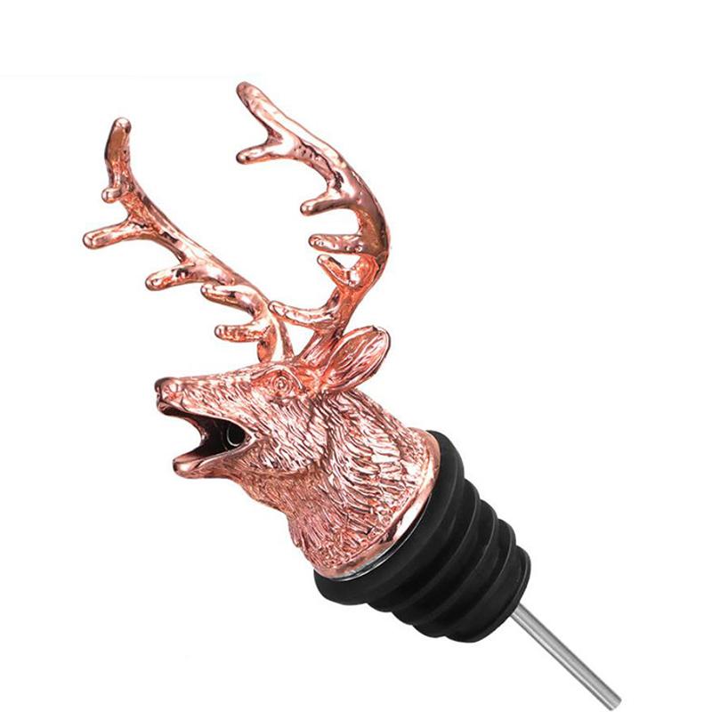 Liquor Pourer Stainless Steel Free Flow Wine Bottle Pour Spout Rubber Stopper Liquid Dispenser Top Beer Bottle Cap Stopper Tap Faucet Bartender Bar To