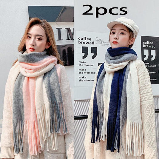 2pcs Wild Shawl scarf Long section scarf Birthday present Winter warm scarf Christmas gift Woman