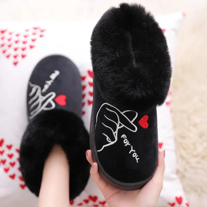 Winter Couple Cotton Slippers Platform Non-slip Bag Heel Slippers Home Furnishing Plush Warm Shoes