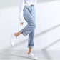 WTEMPO Adjustable trouser length Women's High Washed Denim Waist Wide Leg Pants Straight-leg Pants Super Long Loose Casual