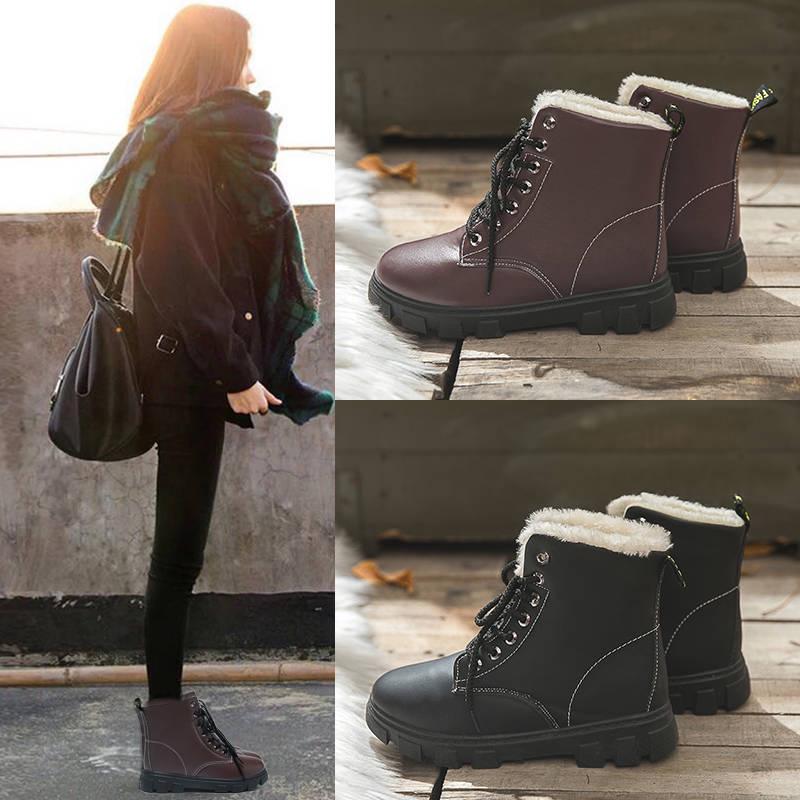 Women's Snow Boots Bottes Femme Winter Lace Up Ankle Botas 35-40 Botas De Mujer