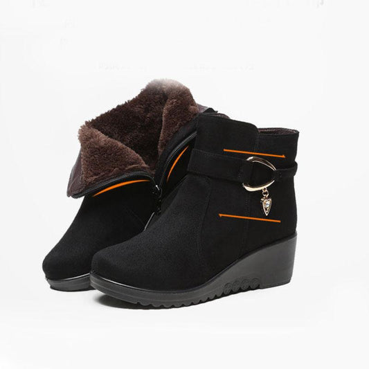 Cotton Shoes Winter Warm and Comfortable Non-slip Short Boots Women Wedge with Flat Bottom Plus Velvet