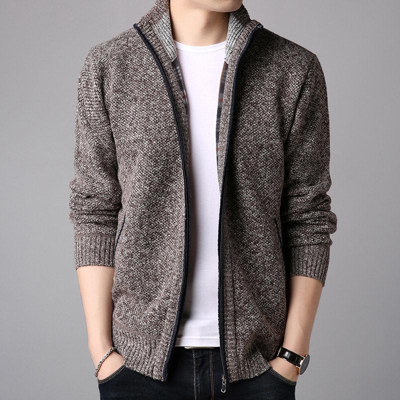 Autumn and Winter Men's  Jacket Plus Velvet Thick Loose Cardigan Large Size Sweater Top