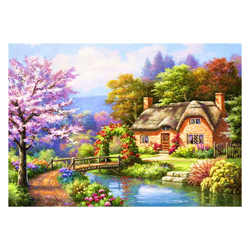 Landscape Diamond Painting Full Diamond Bedroom Dining Room Small Diamond Embroidery Sticker Diamond Cross Stitch Landscape Painting