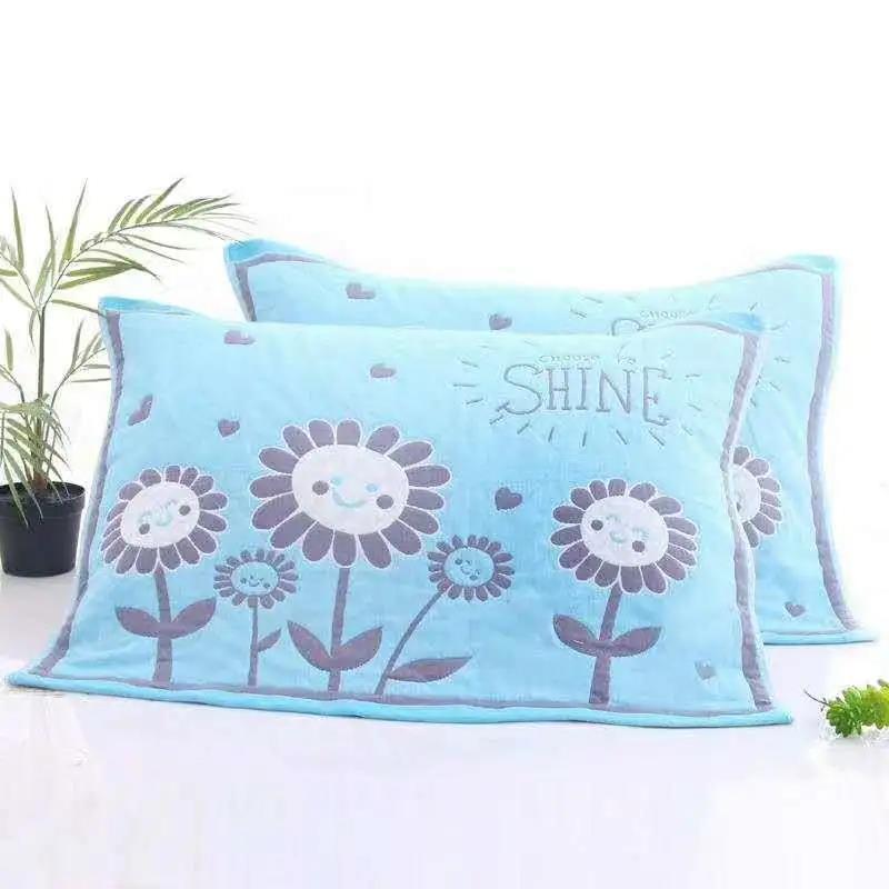 High-end European Style Pillow Towel Three-layer Cotton Gauze Pillow Towel A Pair  Adult Soft  Sweat-absorbent Couple Pillow Towels